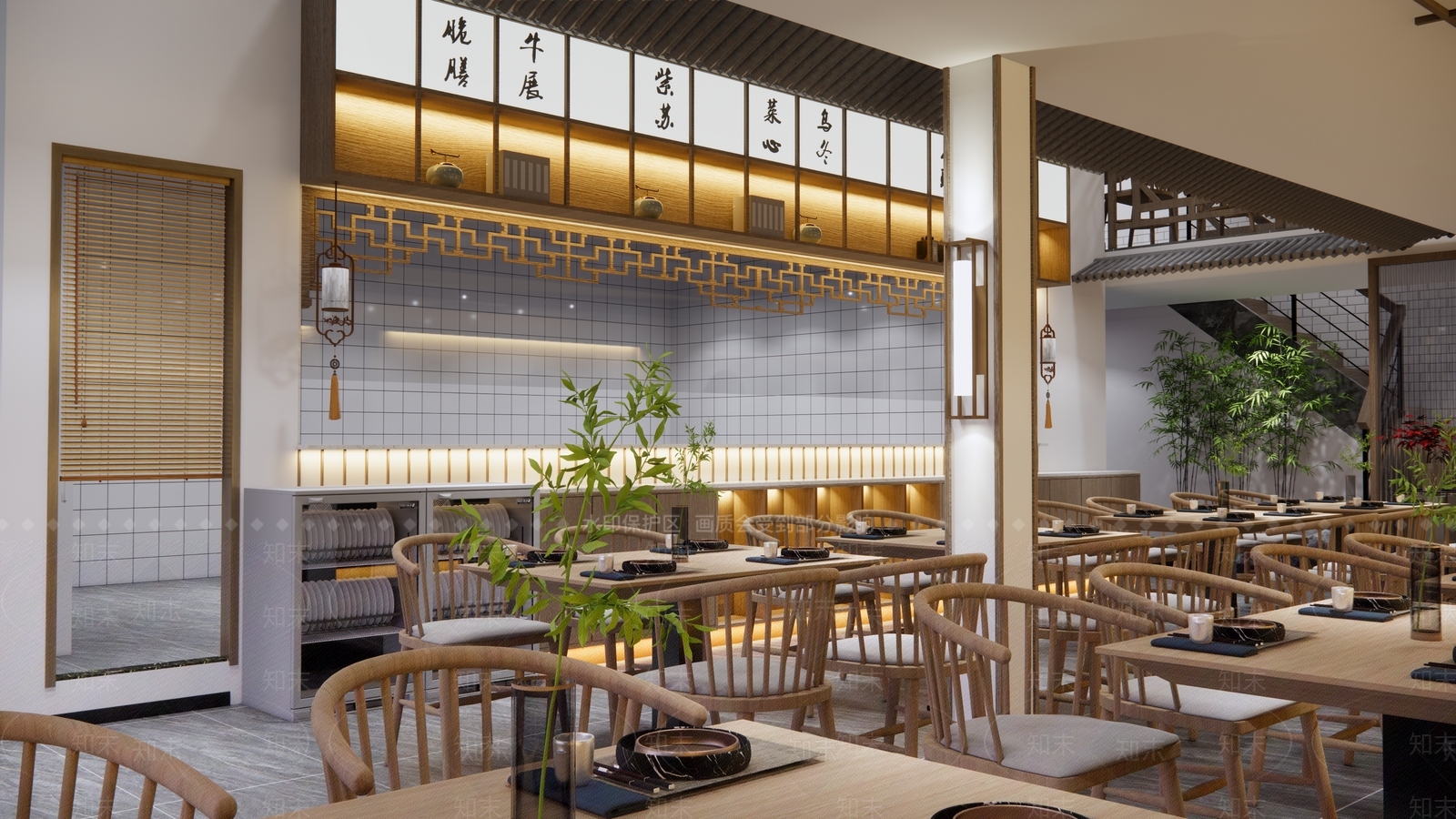 新中式茶餐厅SU模型下载【ID:1111148459】