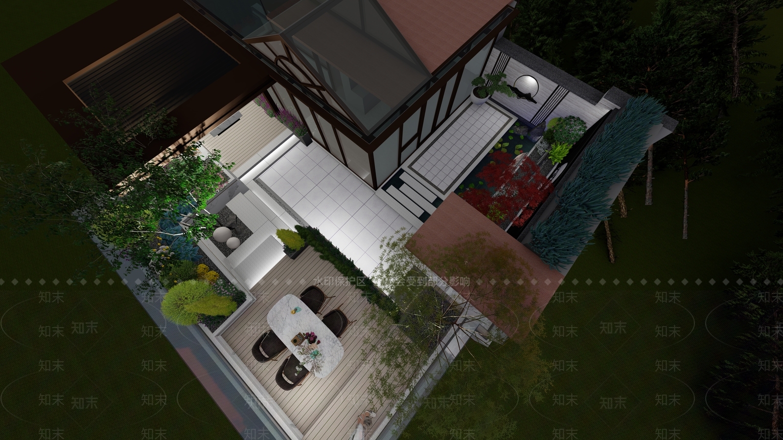 现代屋顶花园SU模型下载【ID:1111149080】