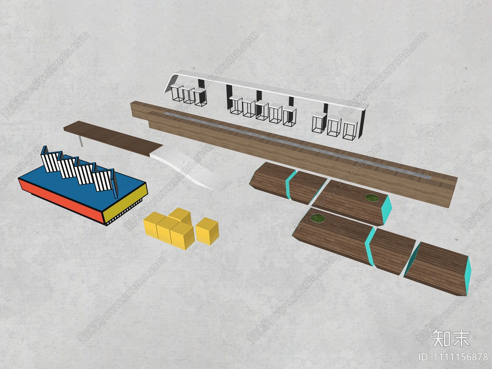 现代景观座椅SU模型下载【ID:1111156878】