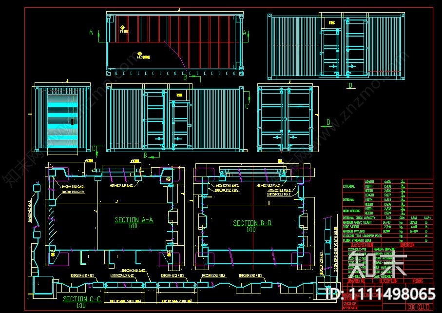 集装箱cad施工图下载【ID:1111498065】