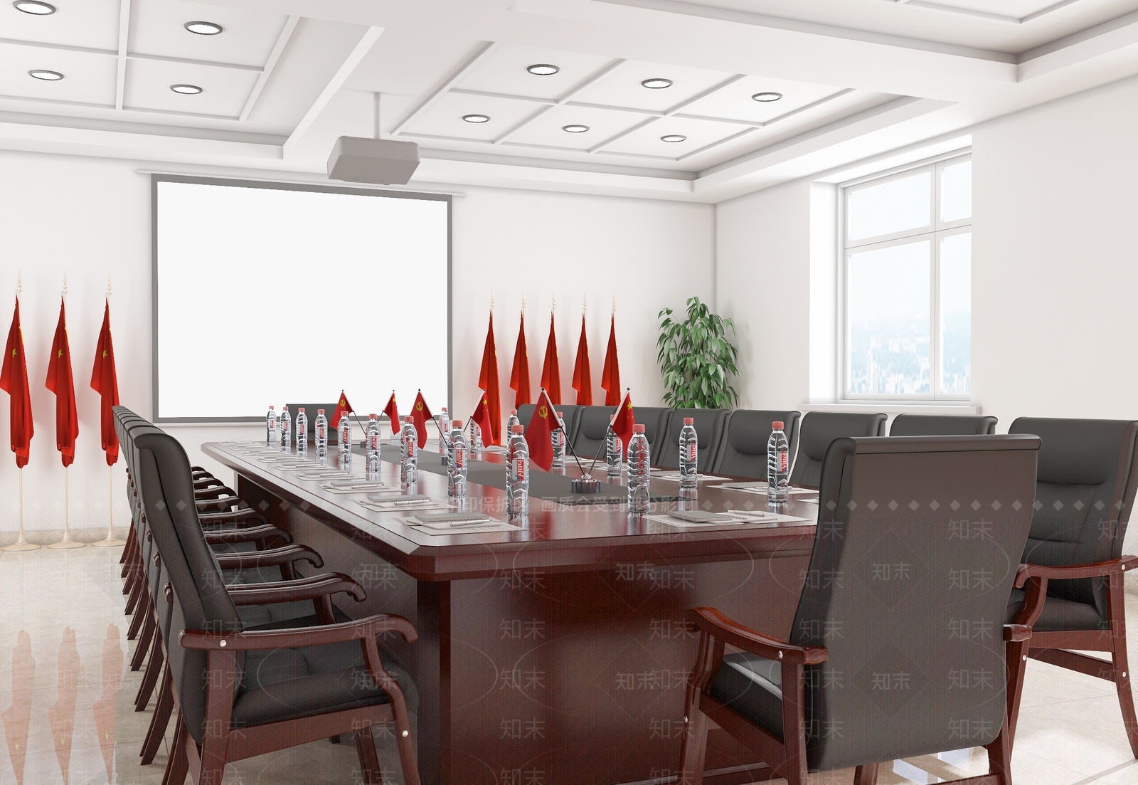 现代党建会议室3D模型下载【ID:1111168150】