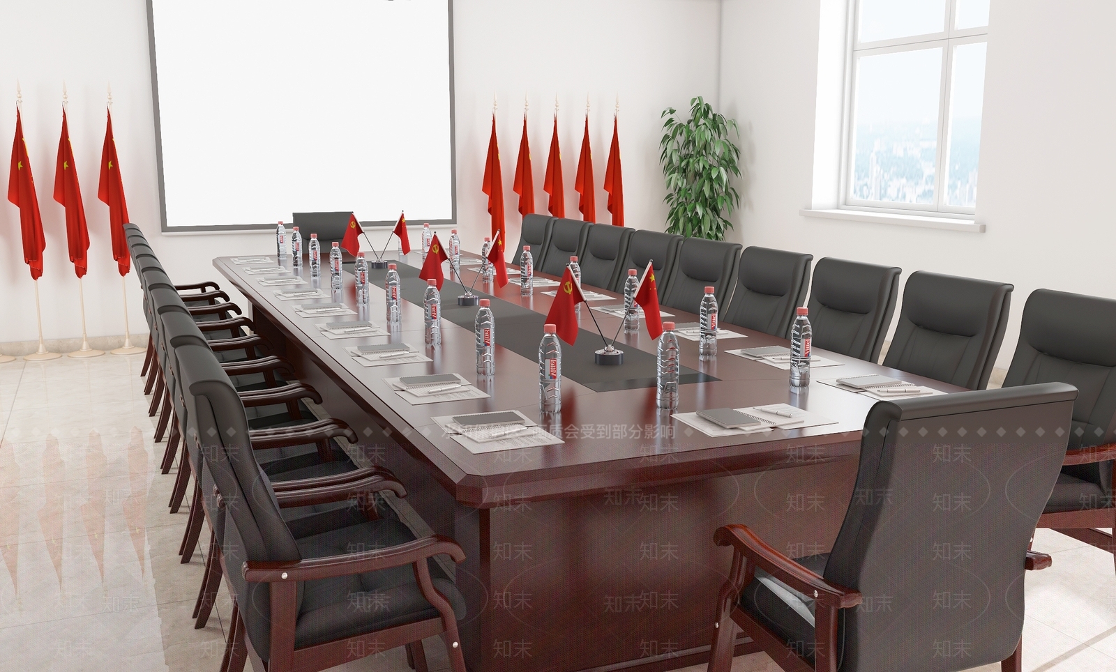 现代党建会议室3D模型下载【ID:1111168150】