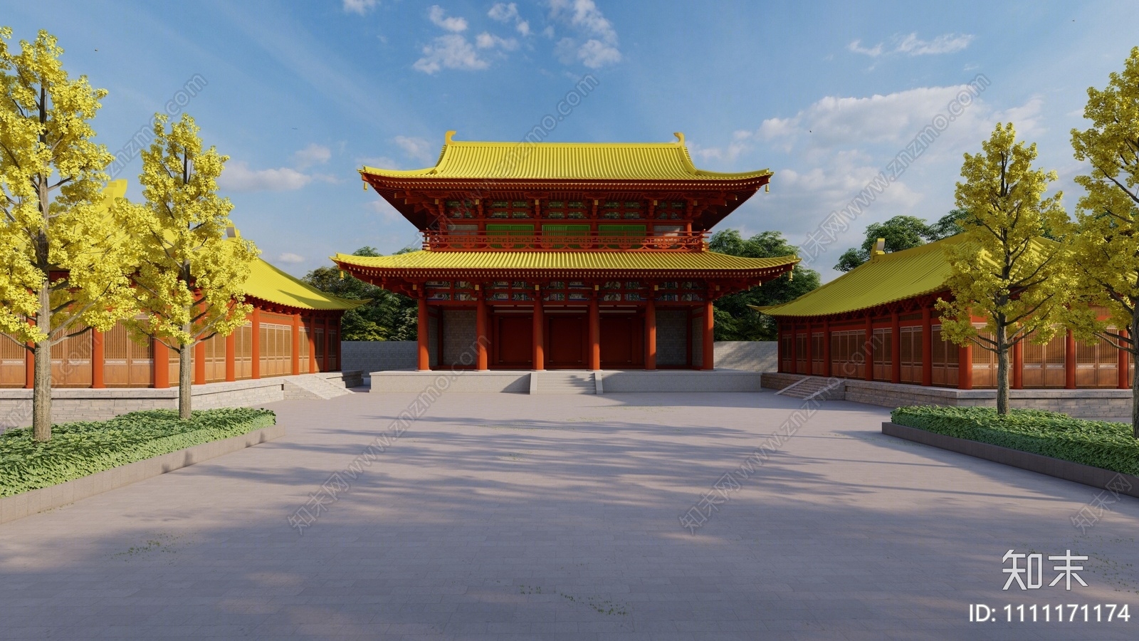 中式寺庙建筑SU模型下载【ID:1111171174】