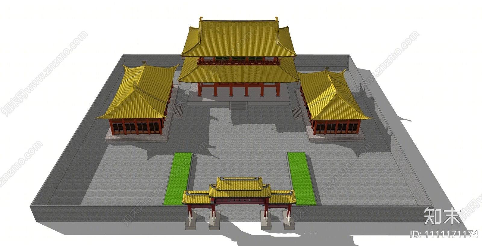 中式寺庙建筑SU模型下载【ID:1111171174】