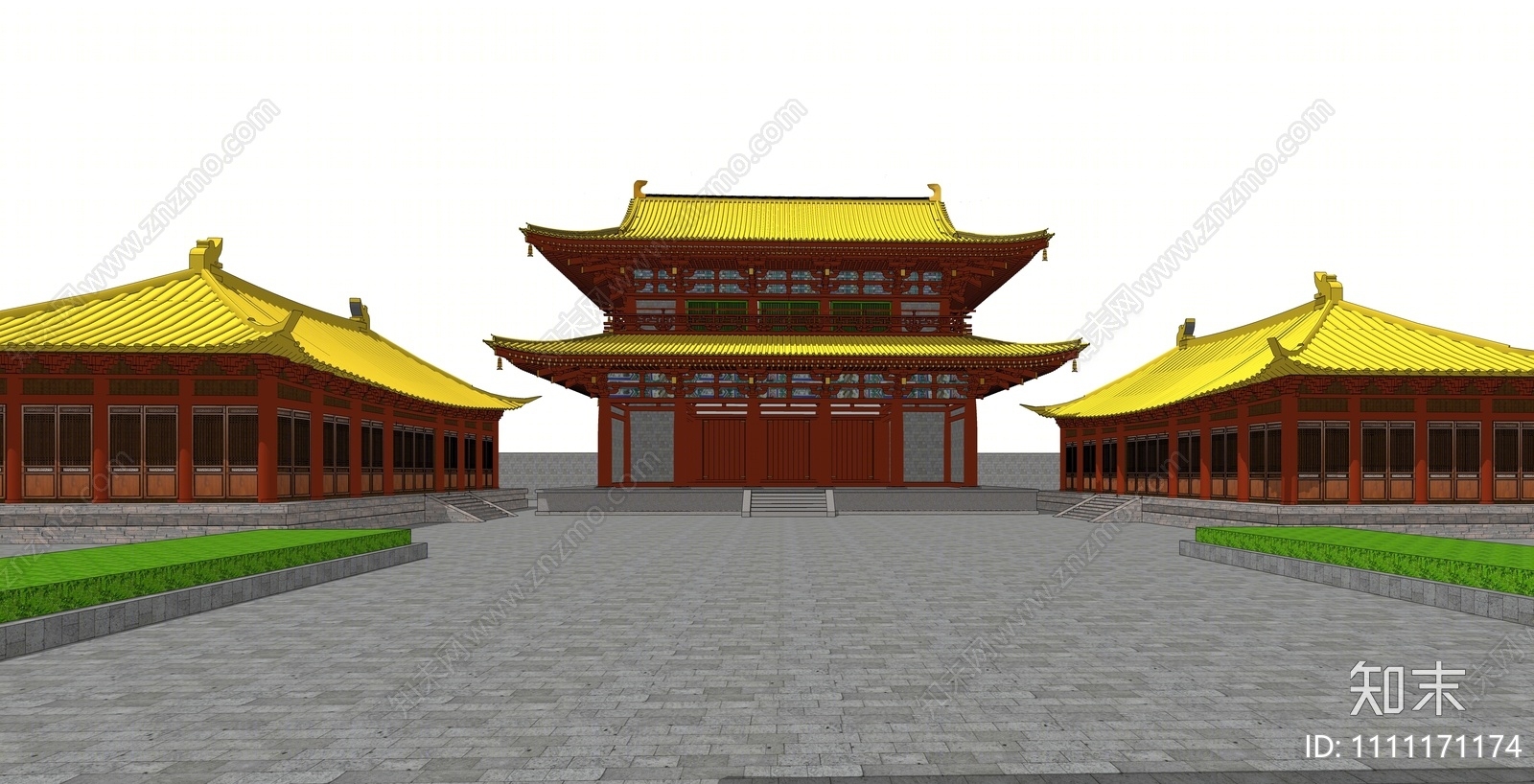 中式寺庙建筑SU模型下载【ID:1111171174】