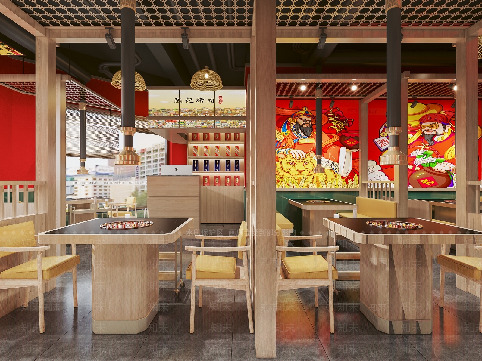 现代国潮火锅店3D模型下载【ID:1111173330】
