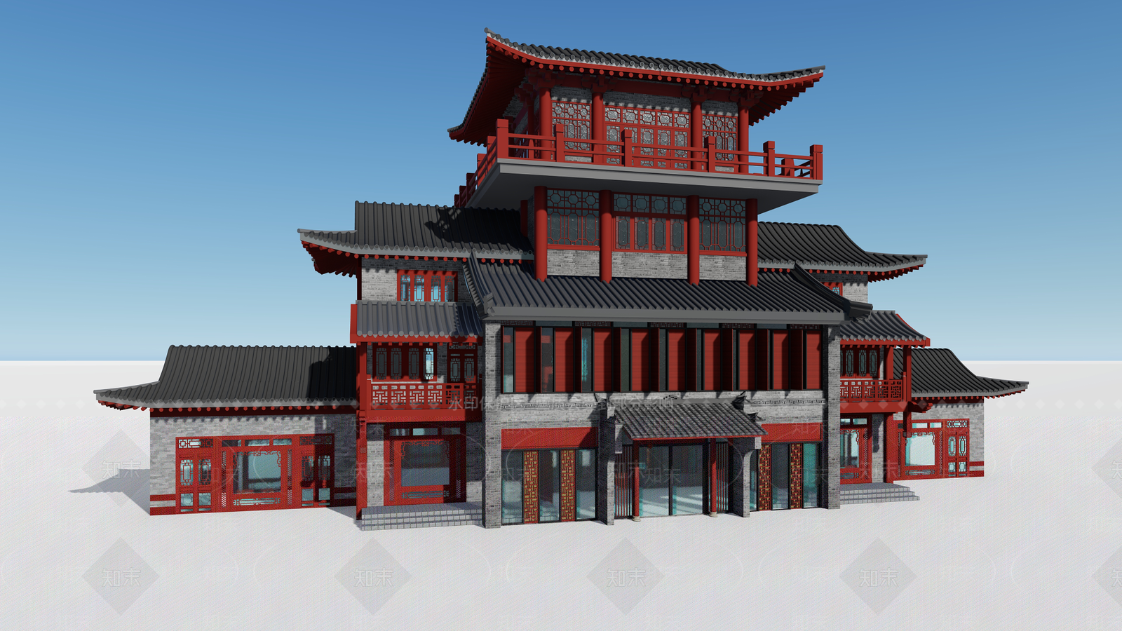 中式酒楼SU模型下载【ID:1111173261】
