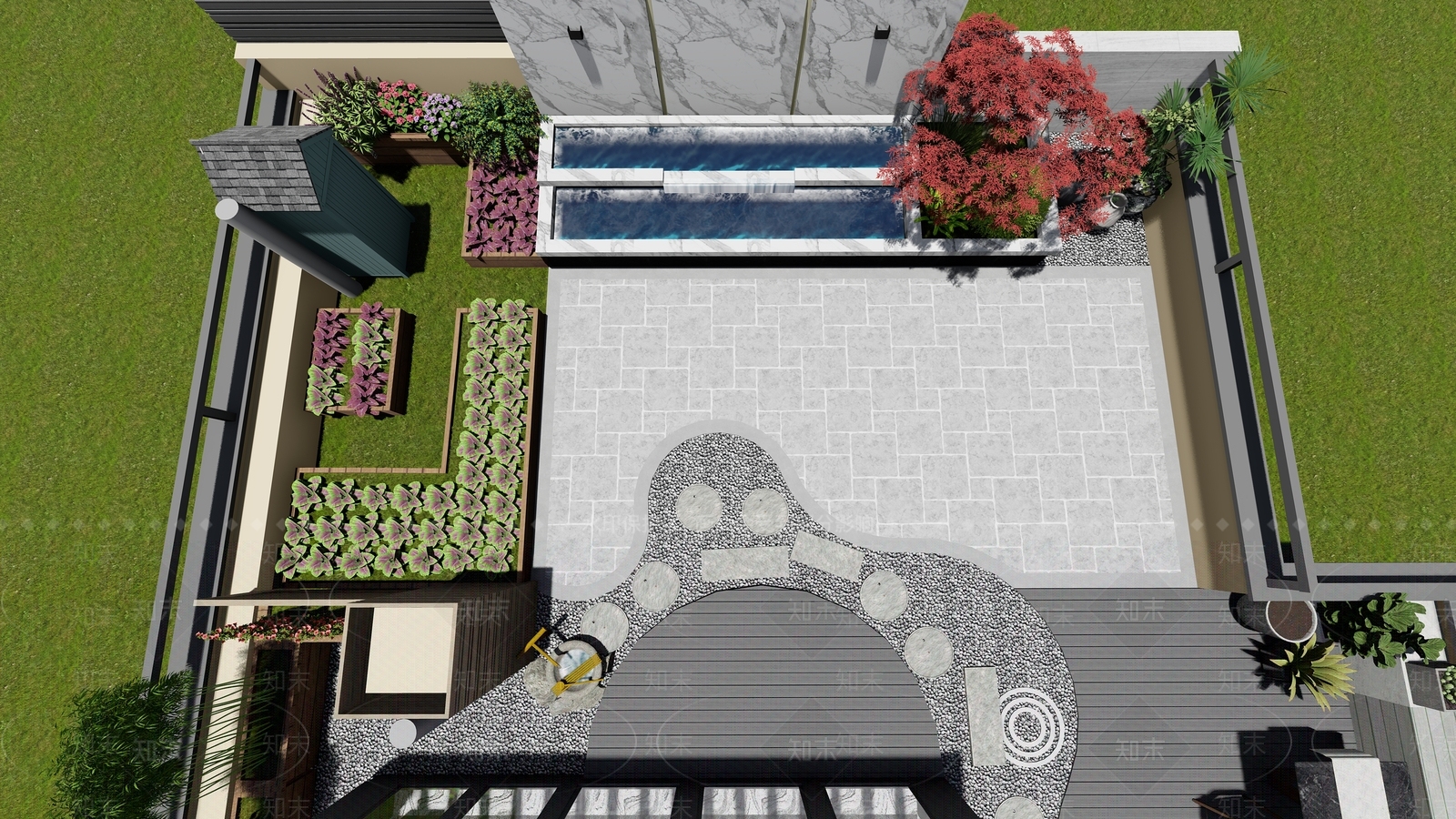 现代屋顶花园SU模型下载【ID:1111173881】