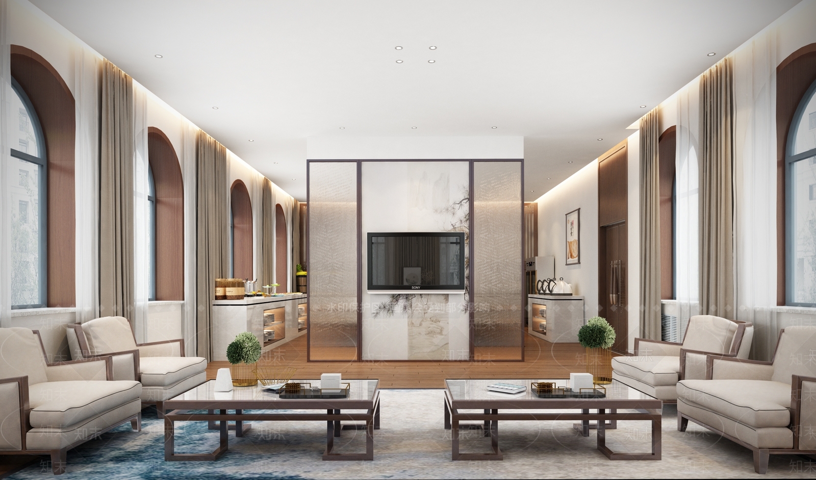 新中式自助餐厅3D模型下载【ID:1111176766】