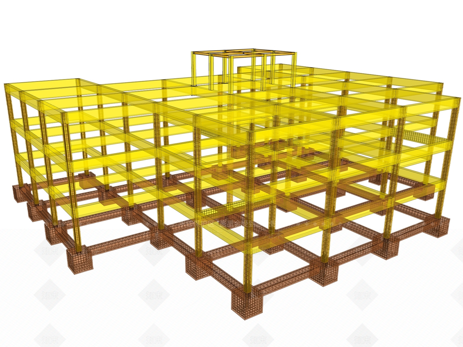 现代钢筋混凝土框架构件SU模型下载【ID:1111180454】