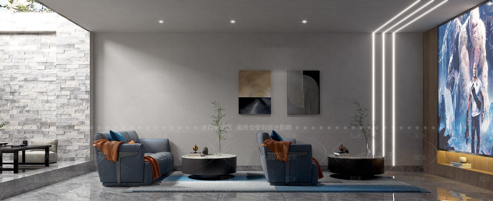 现代家居影音室3D模型下载【ID:1111190217】