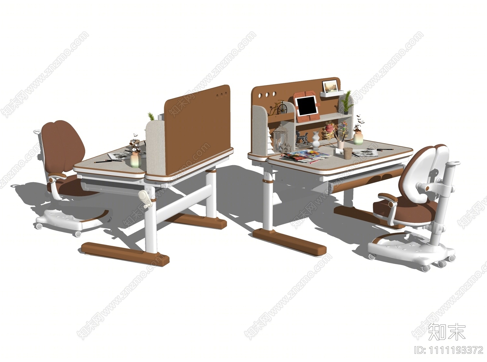 现代儿童学习桌椅SU模型下载【ID:1111193372】