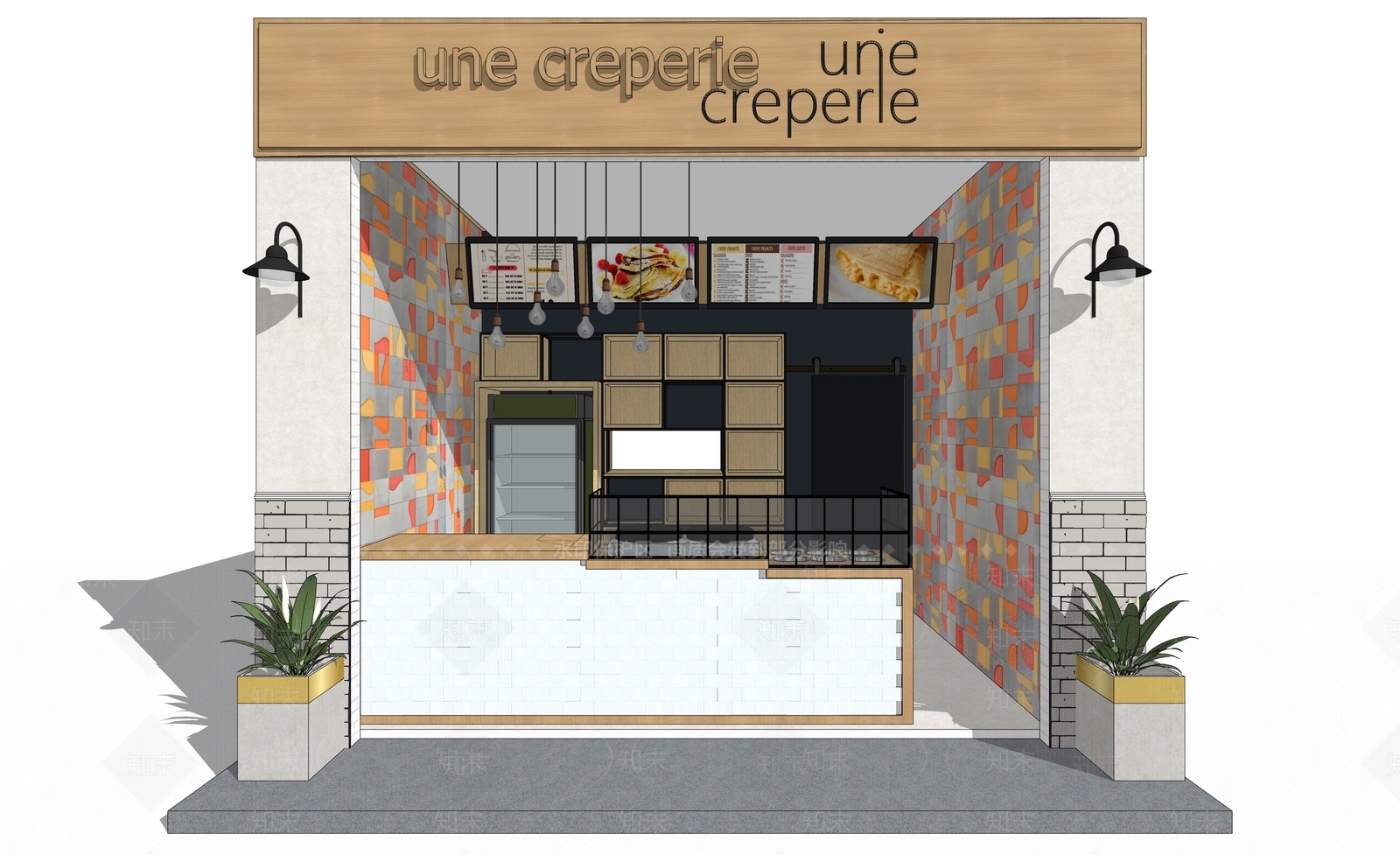 现代快餐店SU模型下载【ID:1111196326】