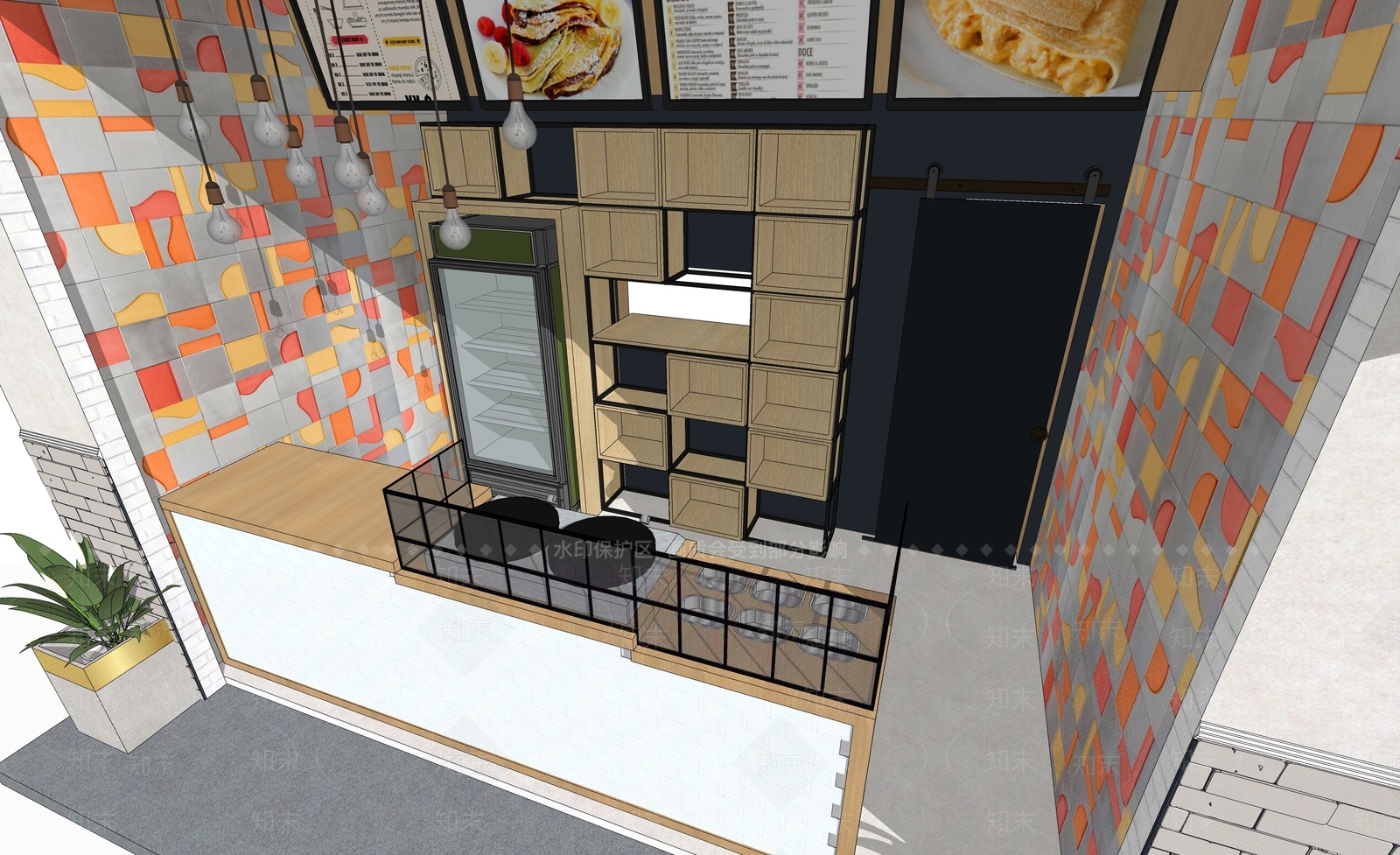 现代快餐店SU模型下载【ID:1111196326】