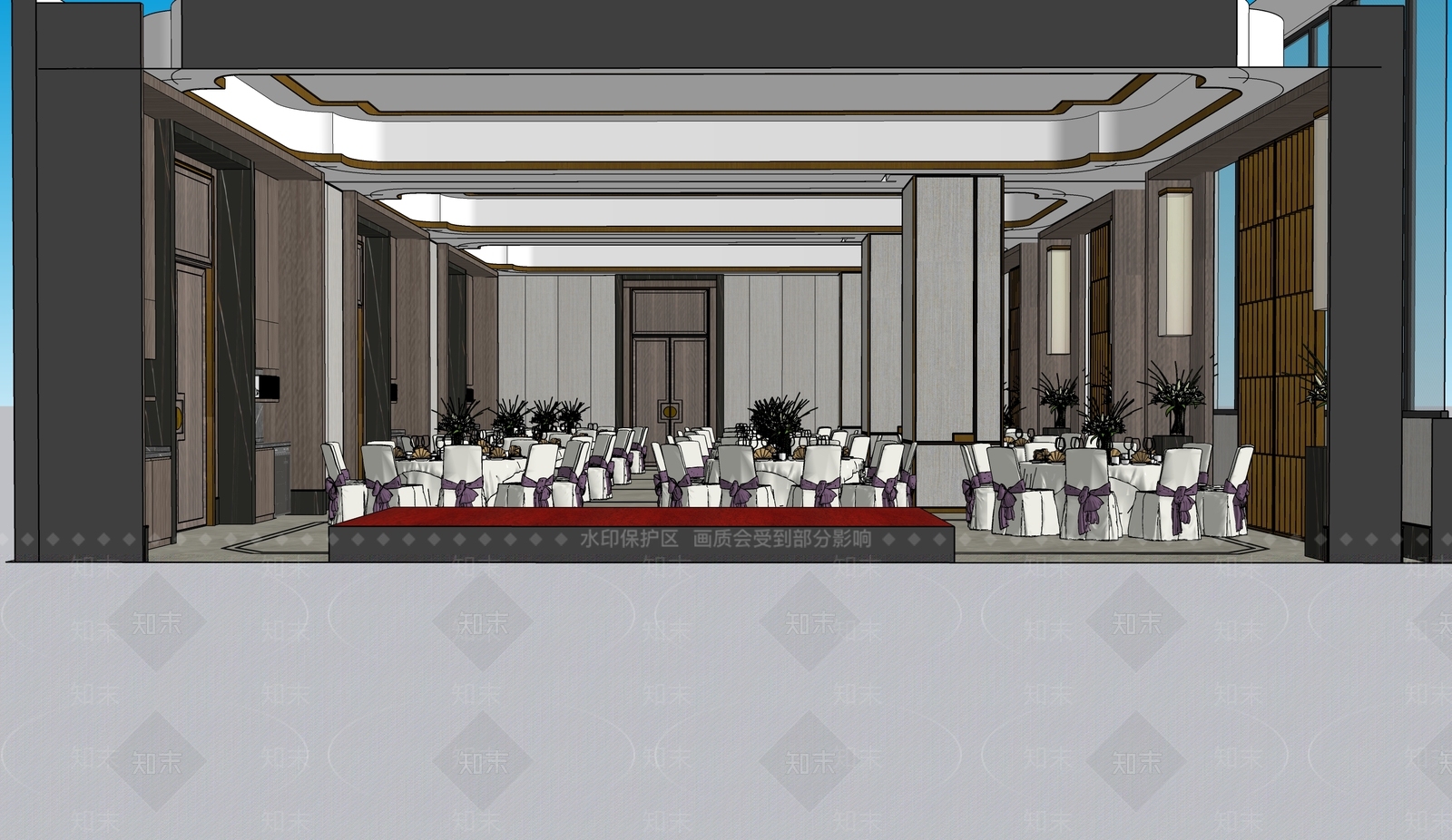 现代酒店宴会厅SU模型下载【ID:1111208647】
