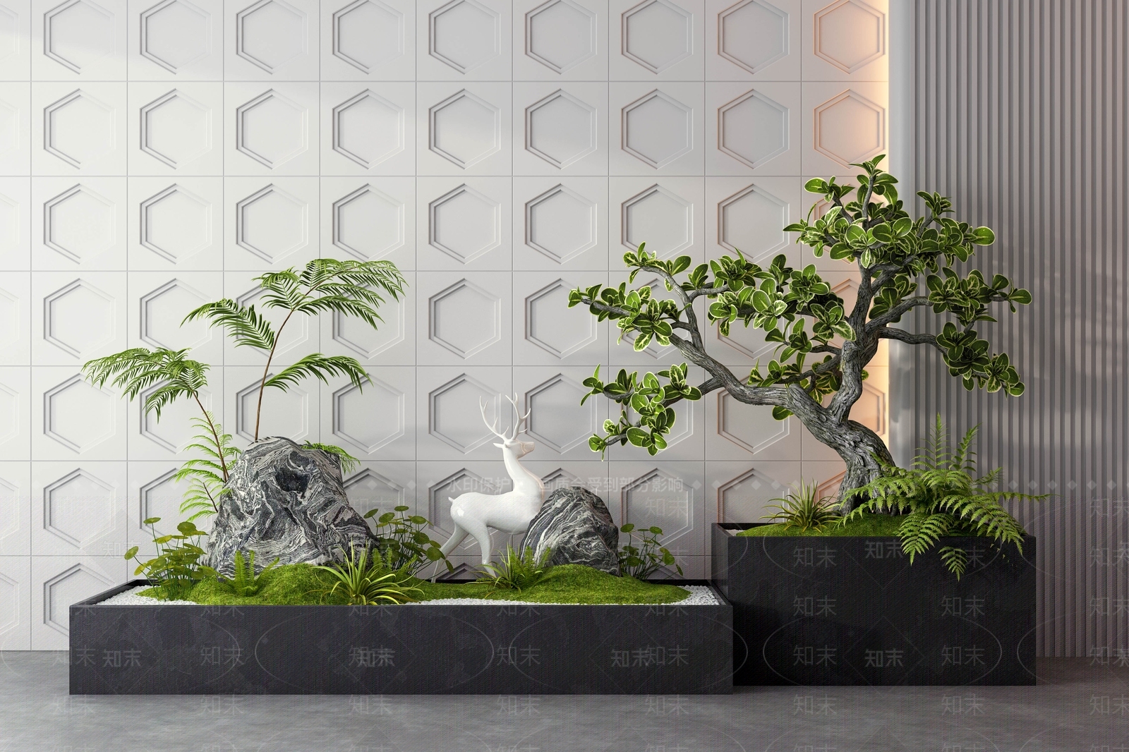 现代植物堆3D模型下载【ID:1111215474】