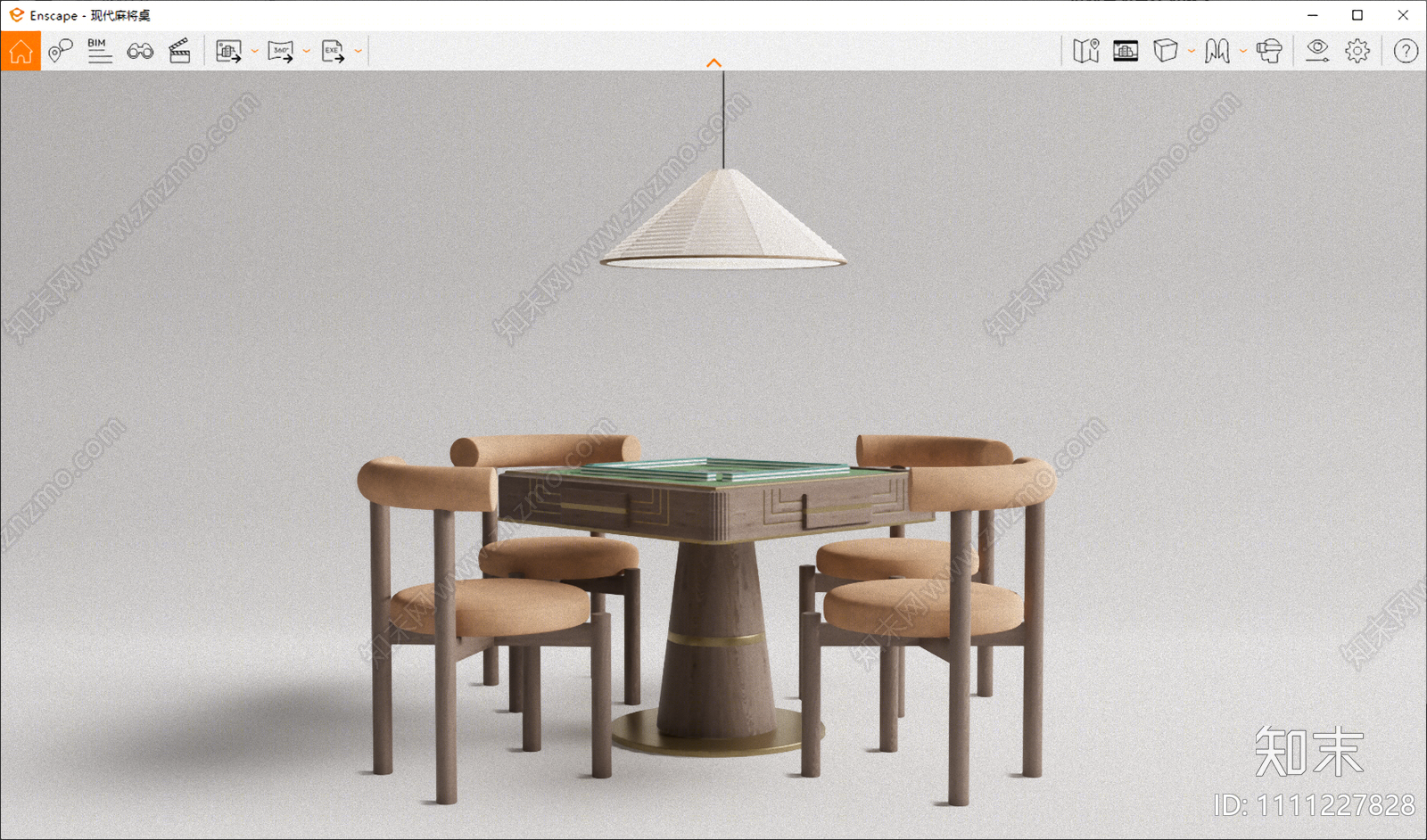现代麻将桌椅组合SU模型下载【ID:1111227828】