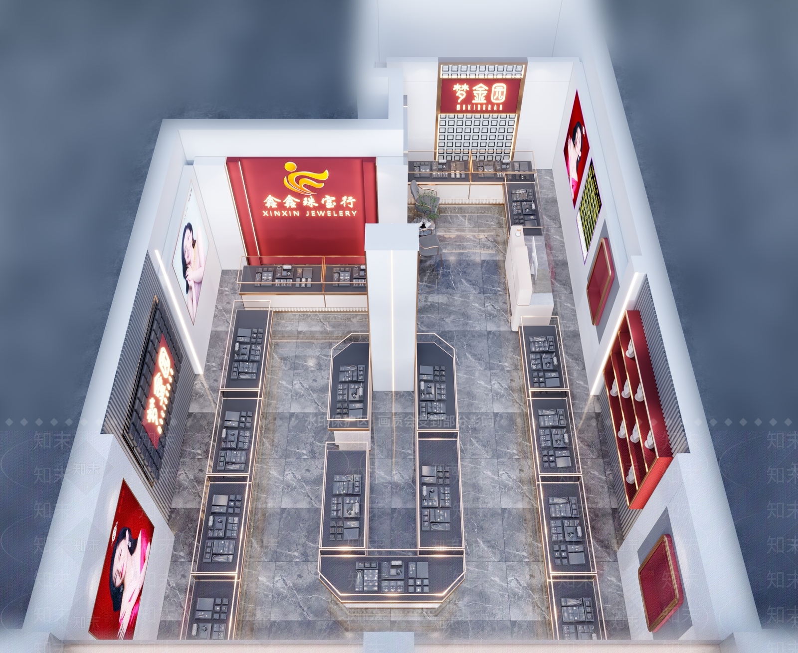 现代梦金园珠宝店3D模型下载【ID:1111228620】