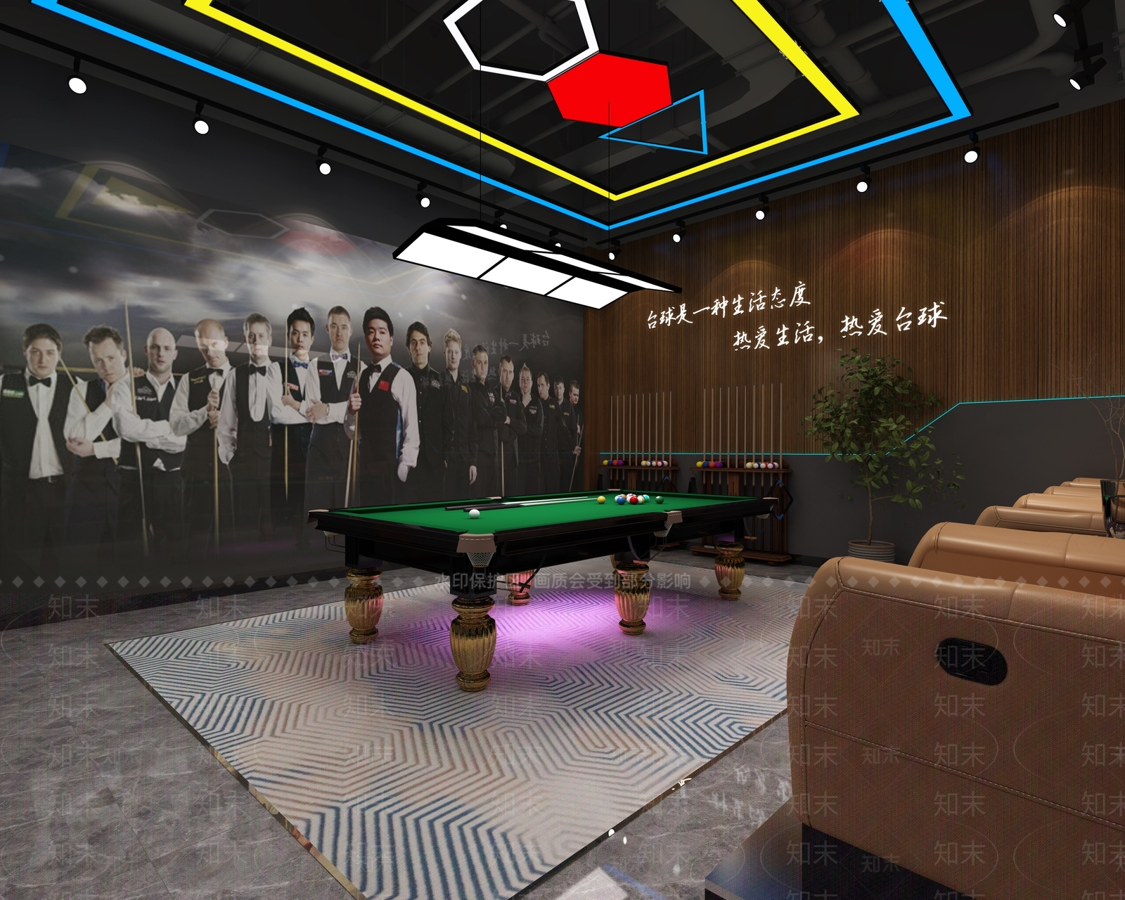 工业风台球室3D模型下载【ID:1111230523】
