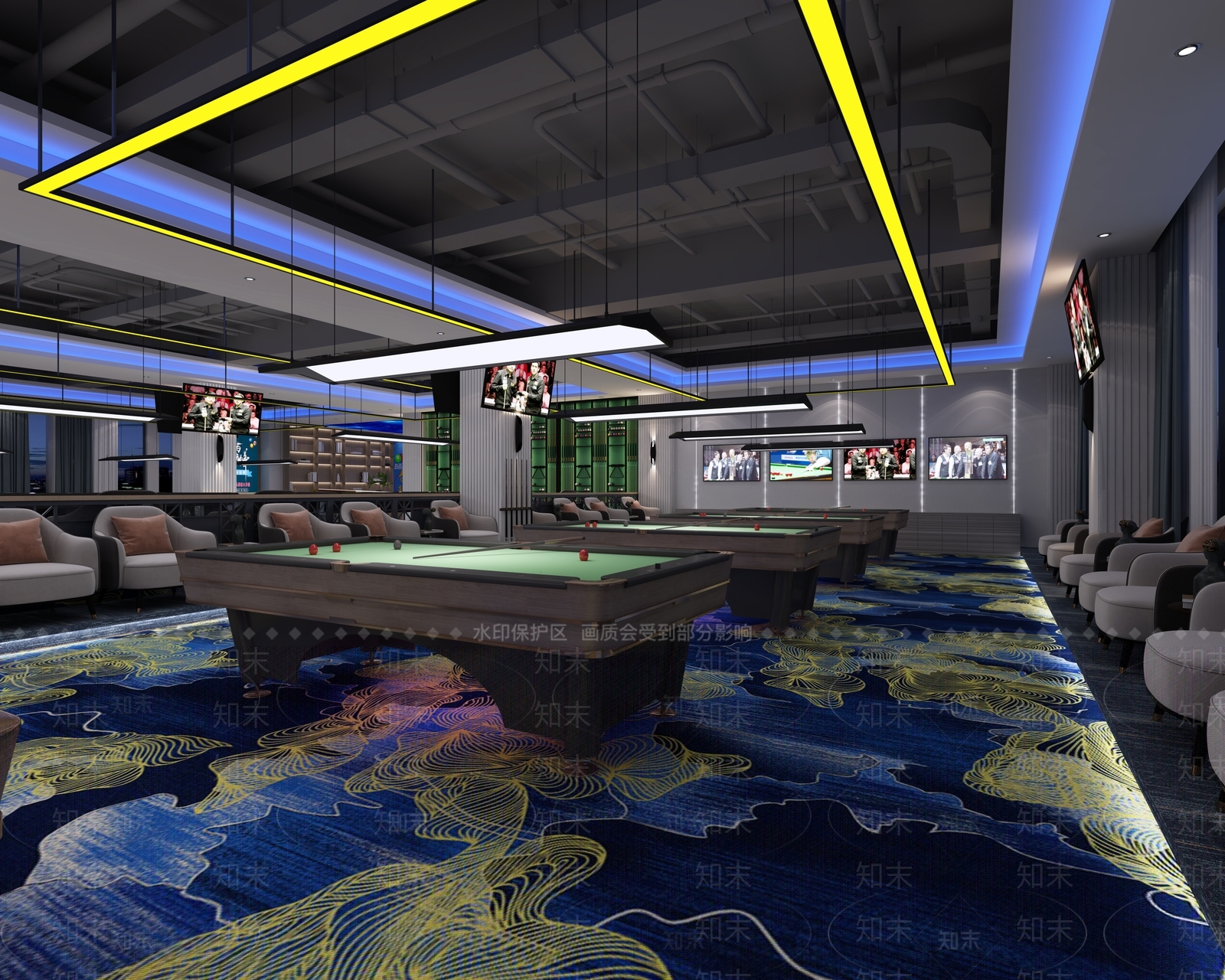 工业风台球室3D模型下载【ID:1111231440】