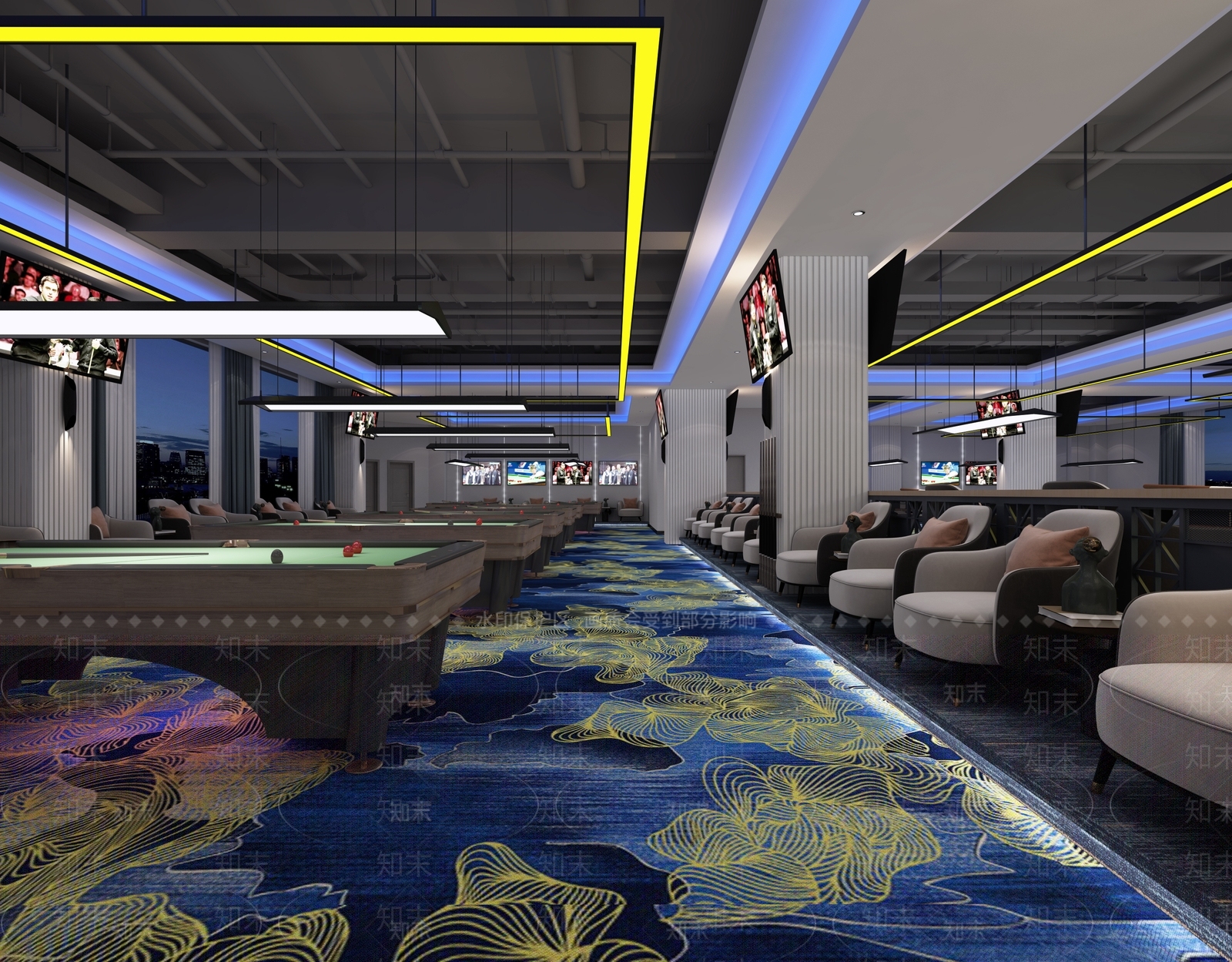 工业风台球室3D模型下载【ID:1111231440】