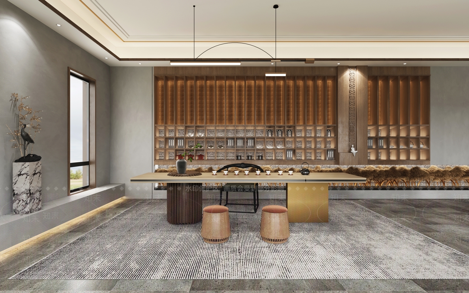 新中式茶室3D模型下载【ID:1111237841】
