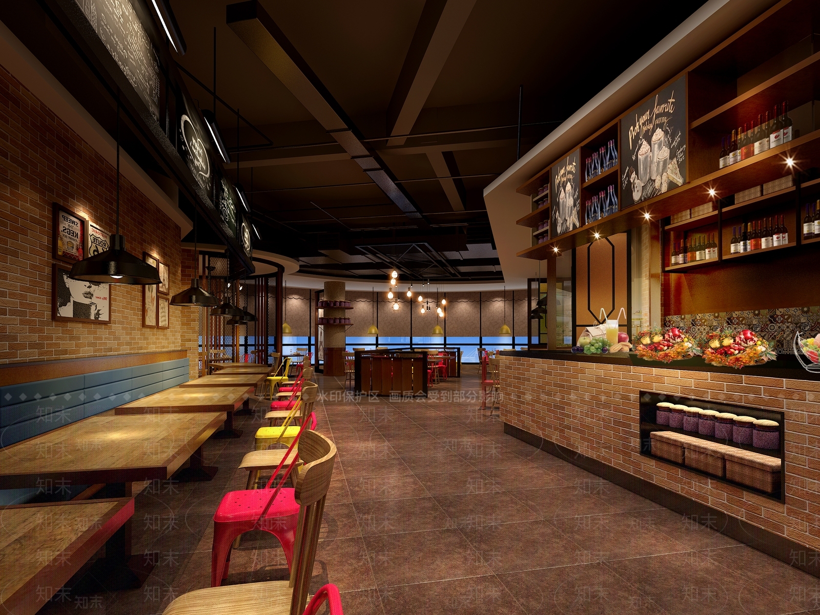 工业风自助餐厅3D模型下载【ID:1111241159】