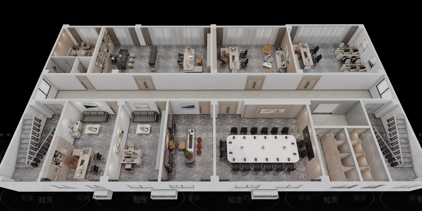 现代办公鸟瞰3D模型下载【ID:1111265538】