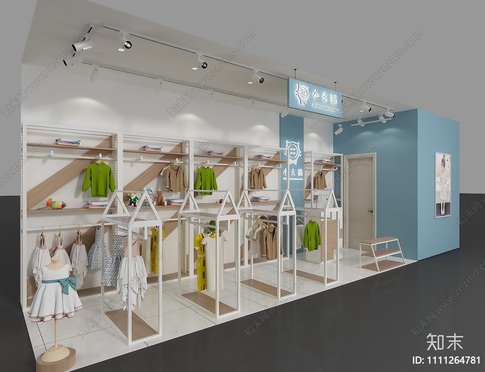 现代服装店展示架3D模型下载【ID:1111264781】