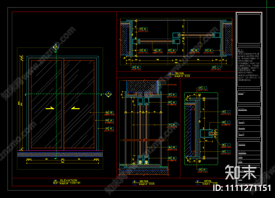 鋁合金推拉門大樣圖施工圖下載【id:1111271151】