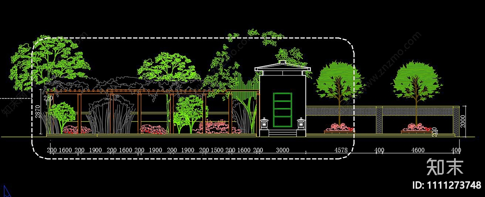 小区入口景观cad图纸施工图下载