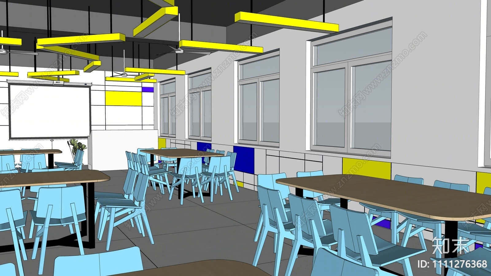 现代学校教室SU模型下载【ID:1111276368】