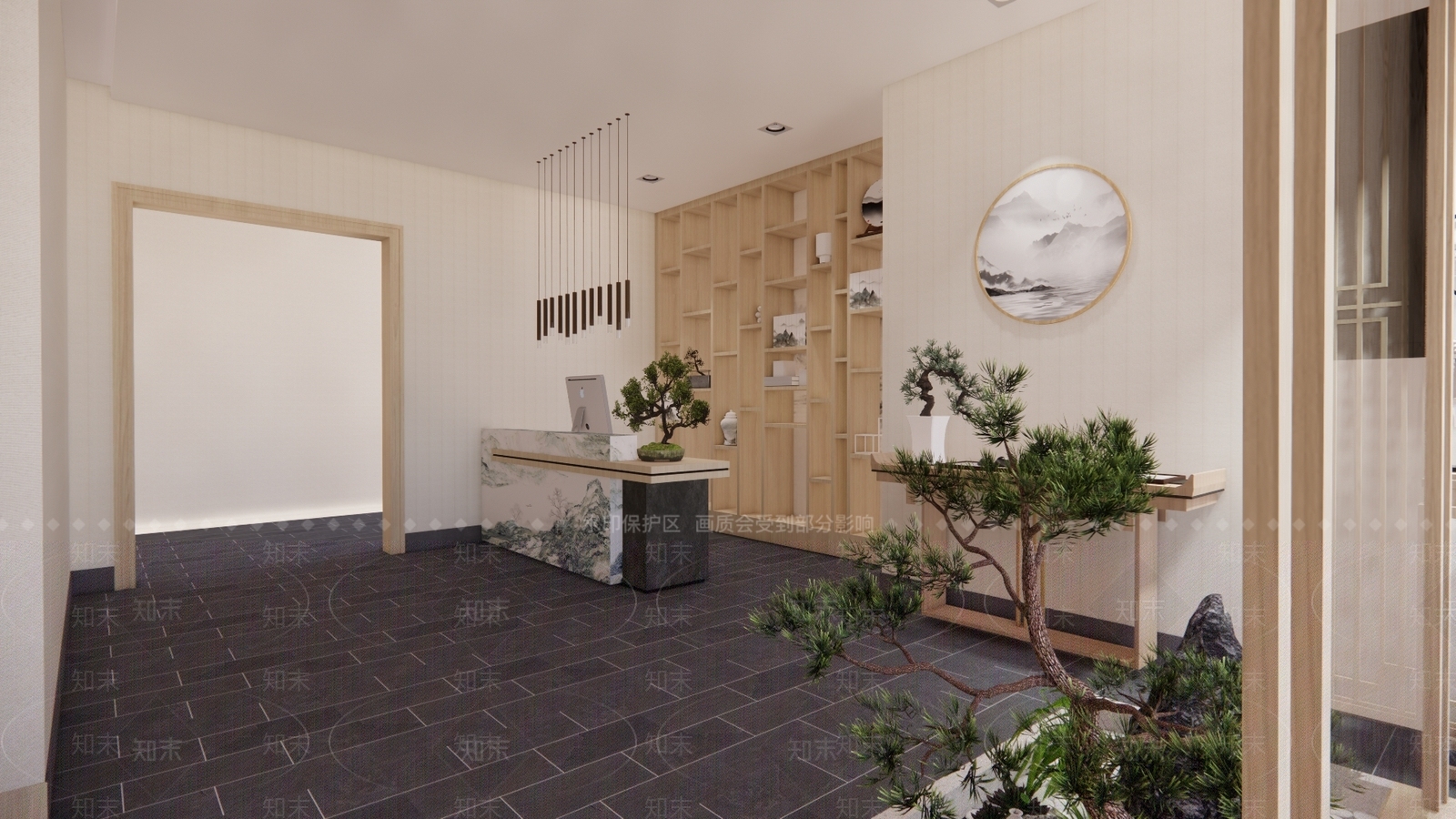 新中式休息区SU模型下载【ID:1111280337】