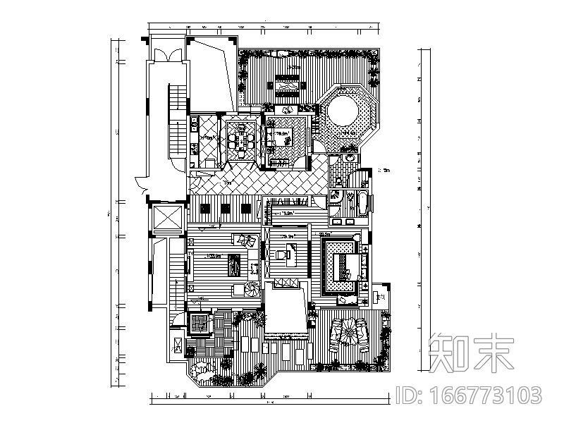 东南亚风格样板房设计CAD施工图(含效果图）cad施工图下载【ID:166773103】