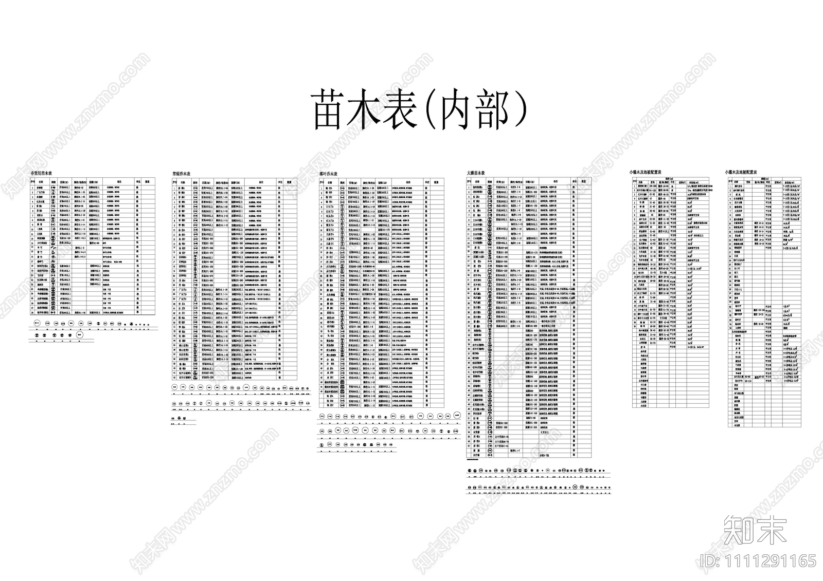 绿化苗木表分档cad施工图下载【ID:1111291165】