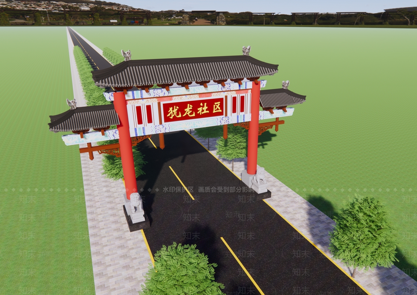 中式牌坊SU模型下载【ID:1111296276】