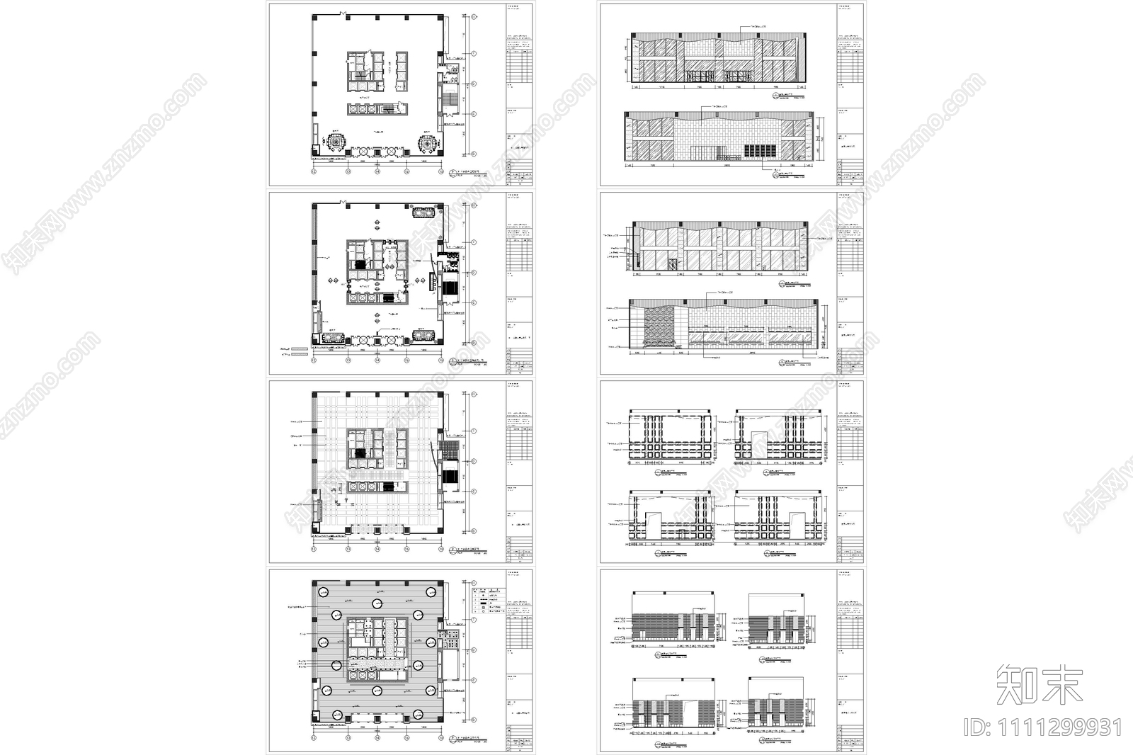 万达广场办公大堂cad施工图下载【ID:1111299931】