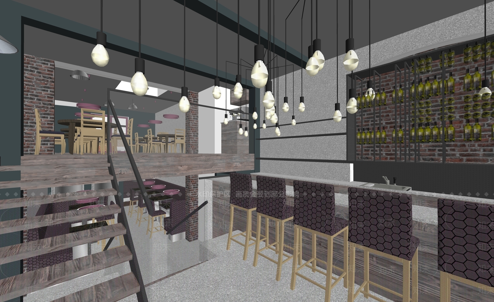 现代快餐店SU模型下载【ID:1111308286】