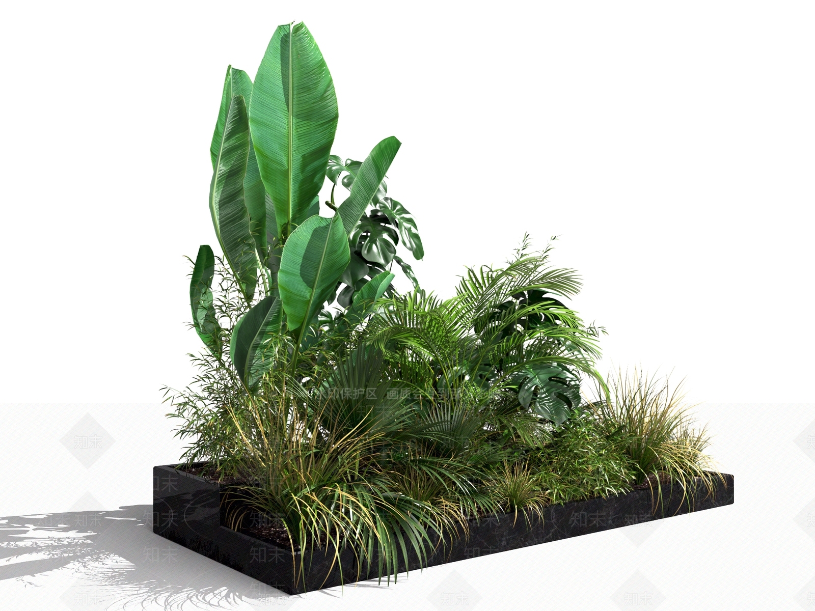 现代植物堆3D模型下载【ID:1111312050】