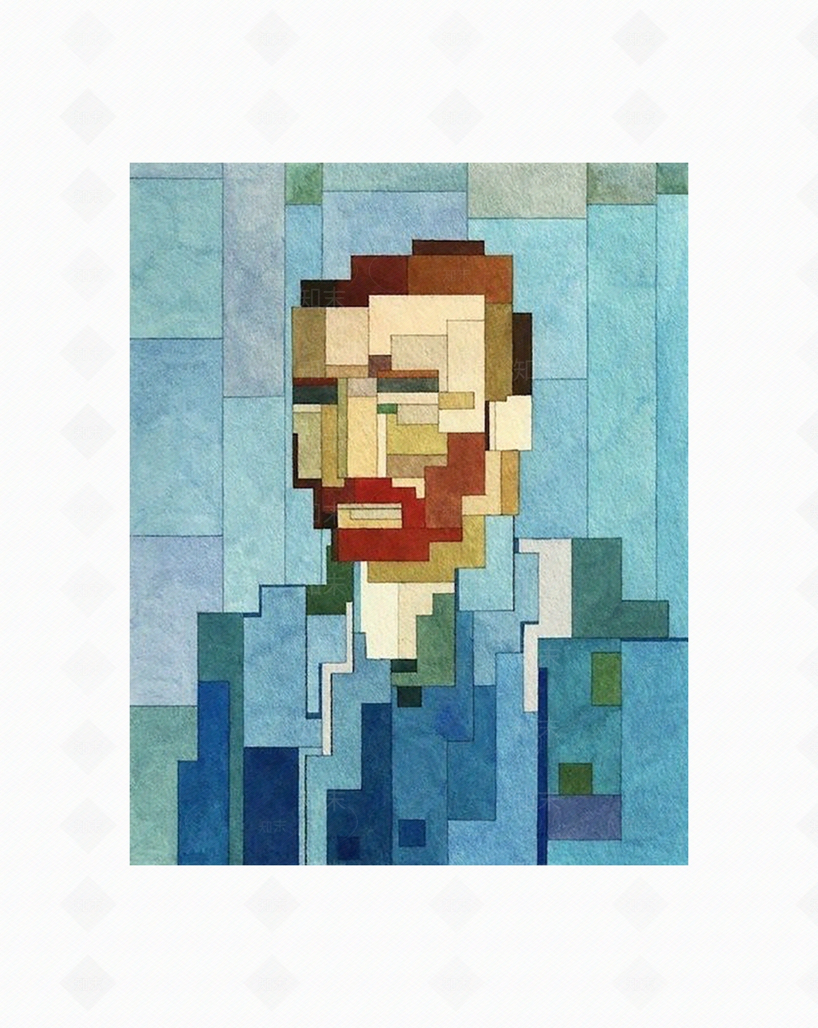 梵高自画像马赛克装饰画贴图下载【ID:1111313238】