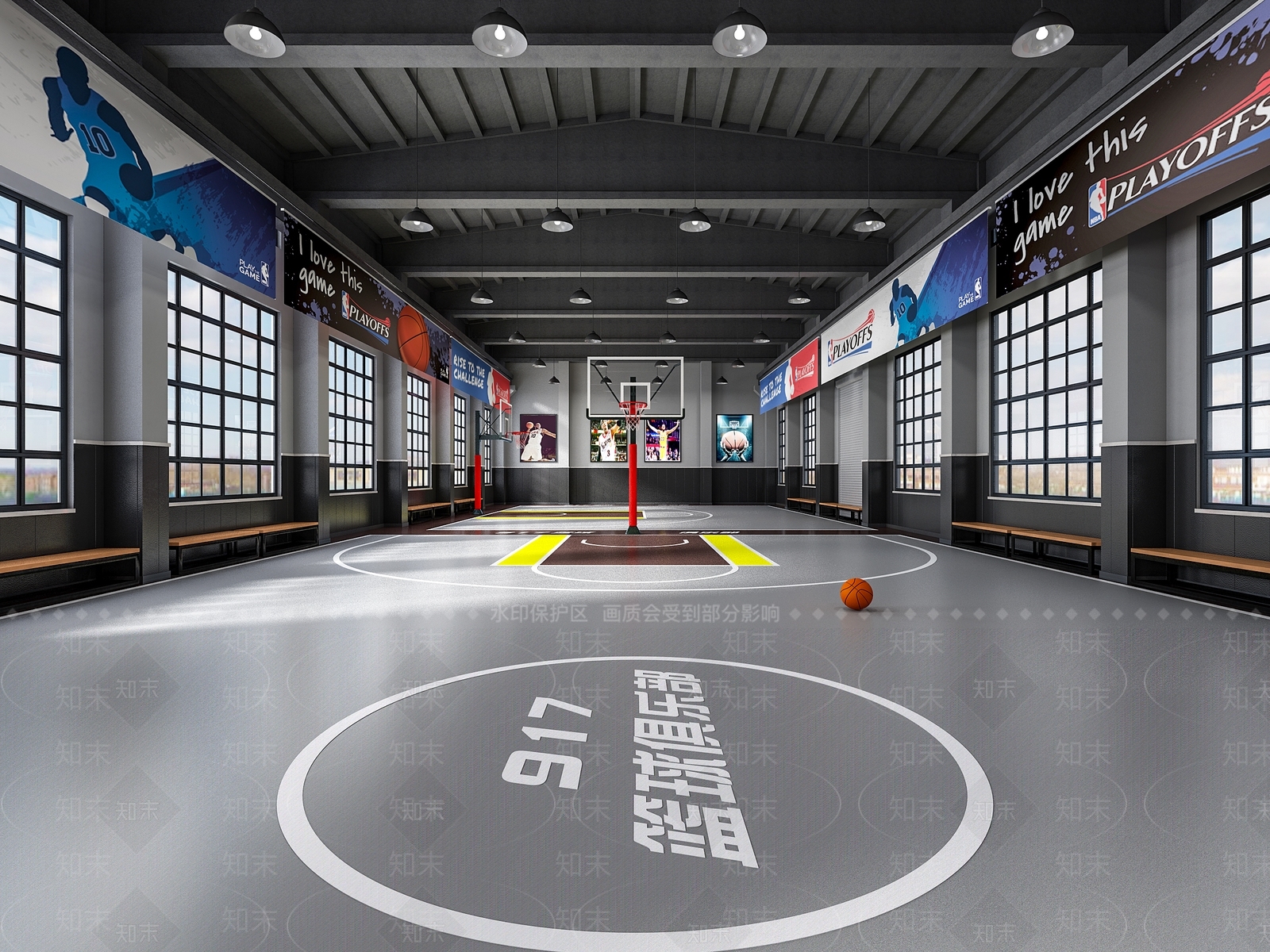 现代篮球场3D模型下载【ID:1111322141】
