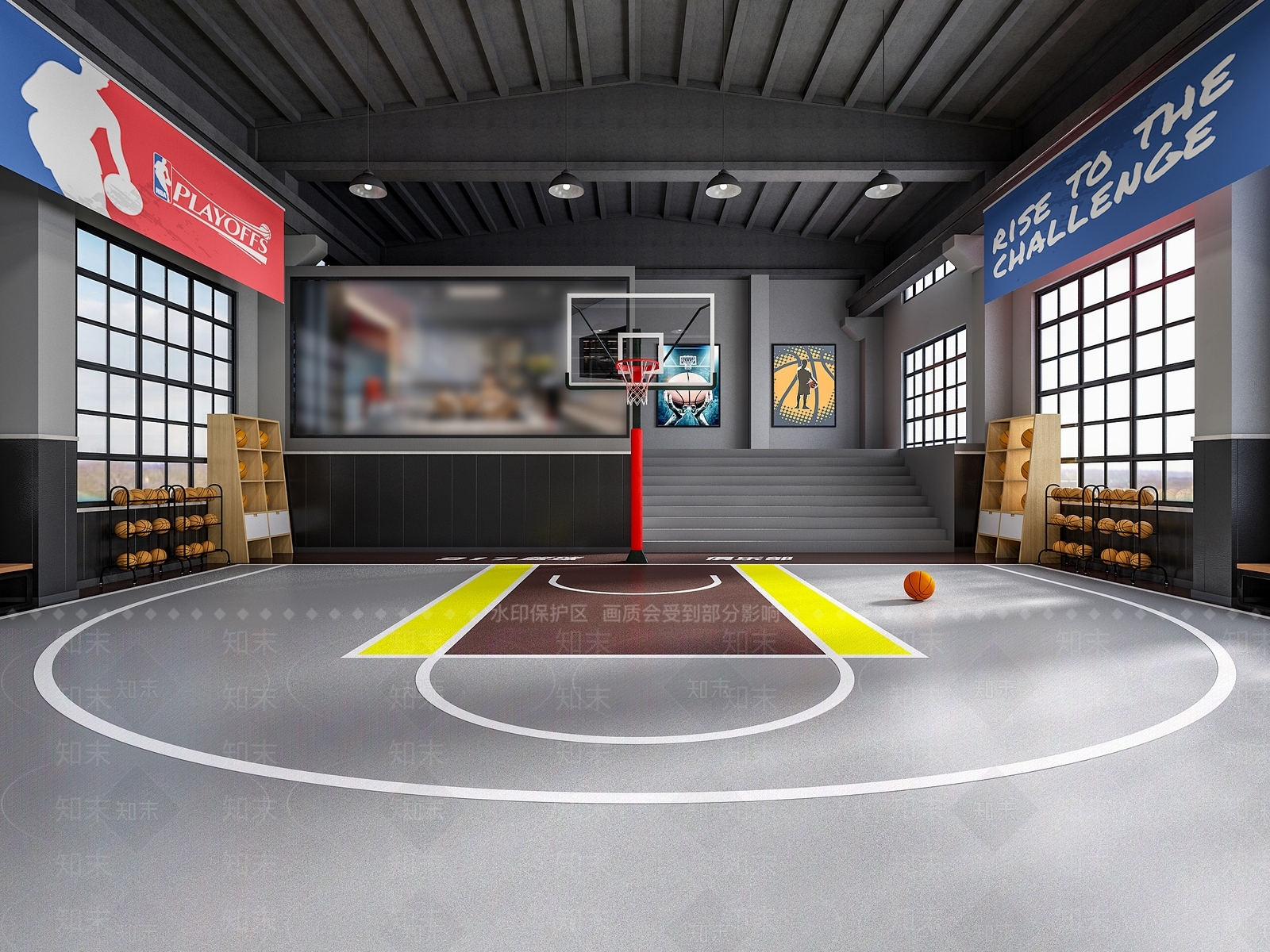 现代篮球场3D模型下载【ID:1111322141】