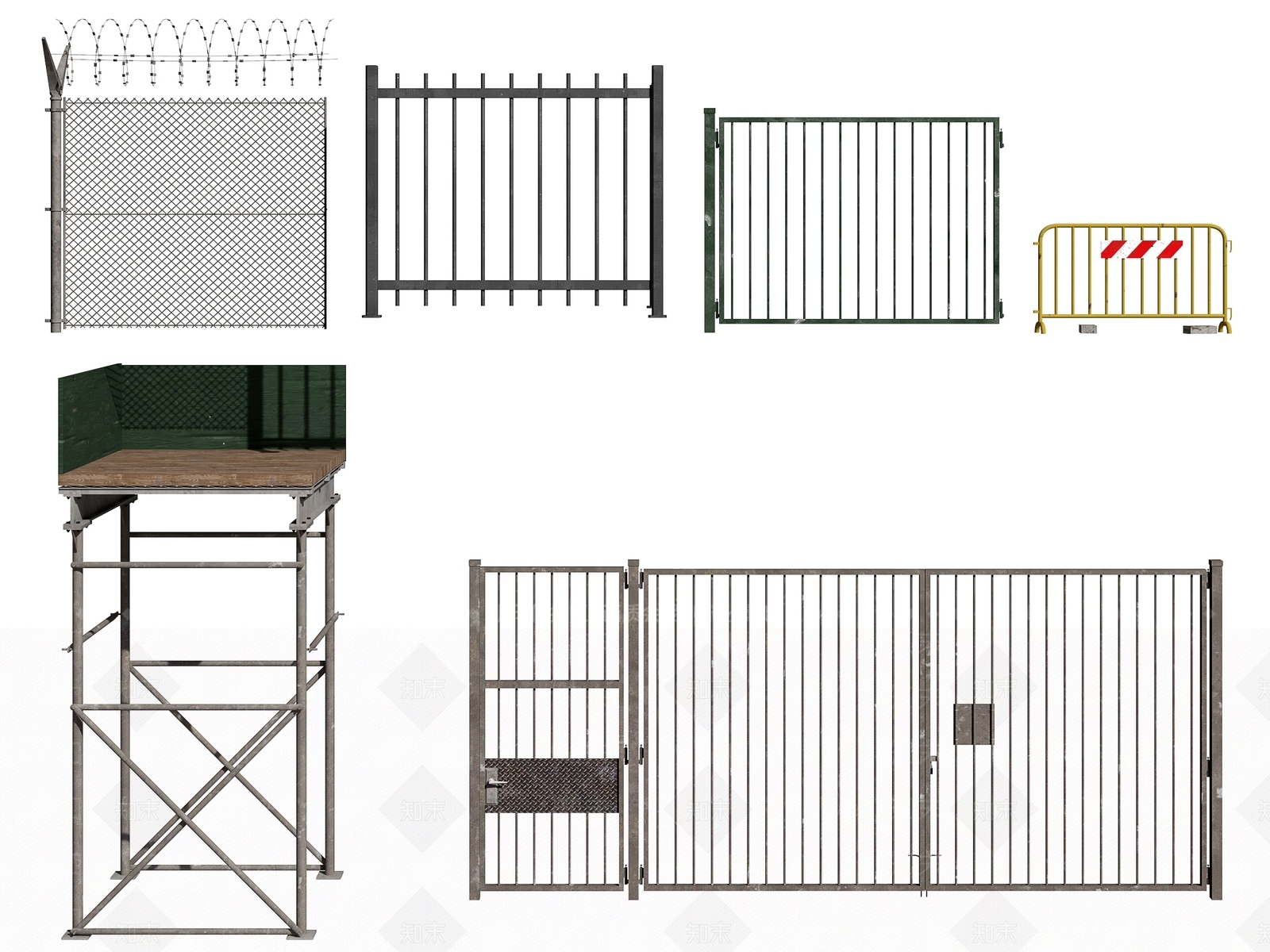 现代铁栅栏3D模型下载【ID:1111324734】