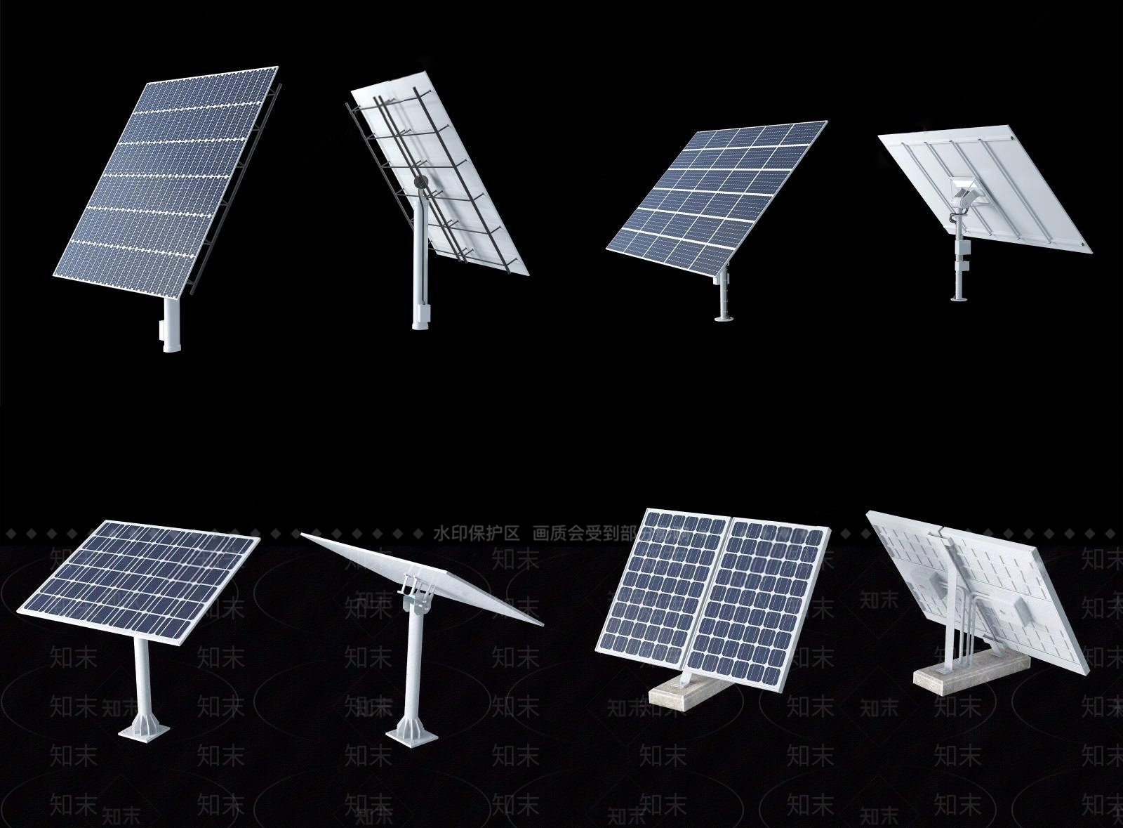 现代太阳能板SU模型下载【ID:1111329342】