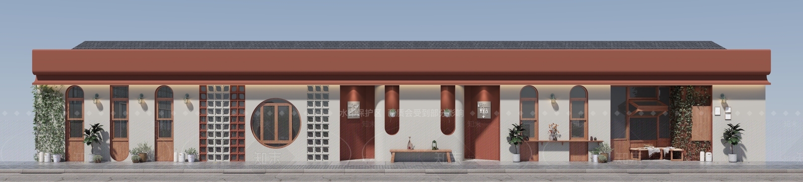 侘寂奶茶店门头门面3D模型下载【ID:1111337005】