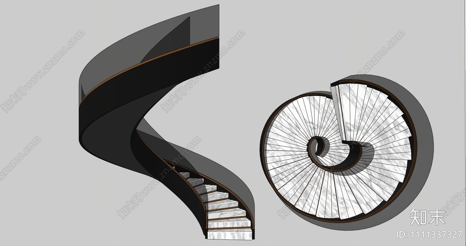 现代旋转楼梯SU模型下载【ID:1111337327】