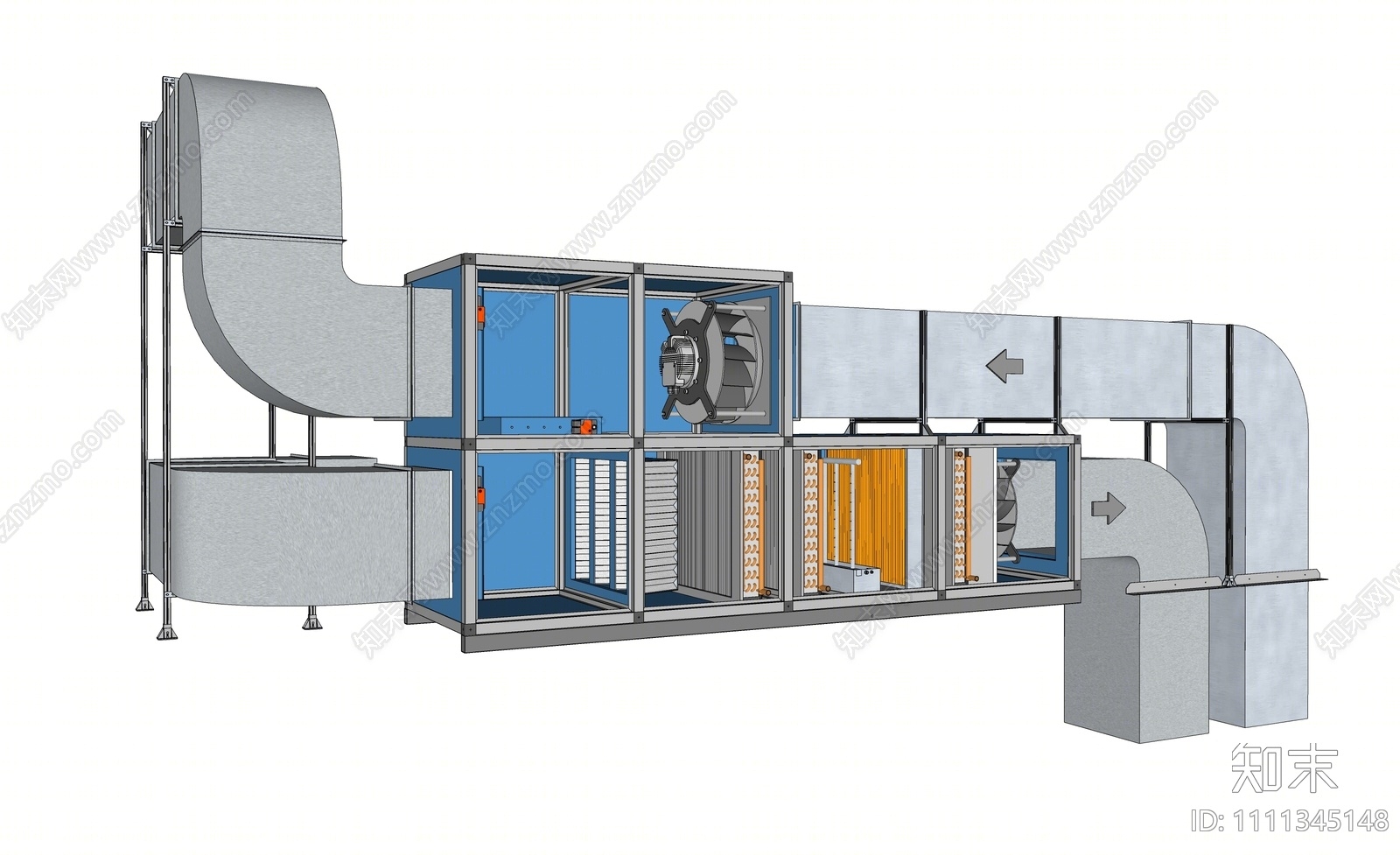 现代空调管道机组SU模型下载【ID:1111345148】