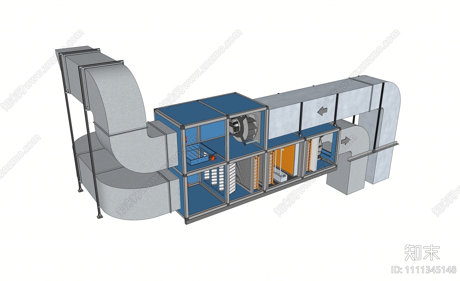 现代空调管道机组SU模型下载【ID:1111345148】