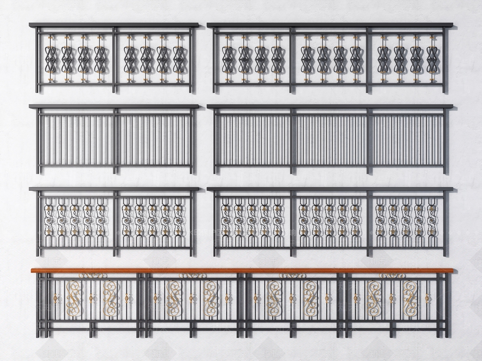 现代阳台护栏3D模型下载【ID:1111345216】