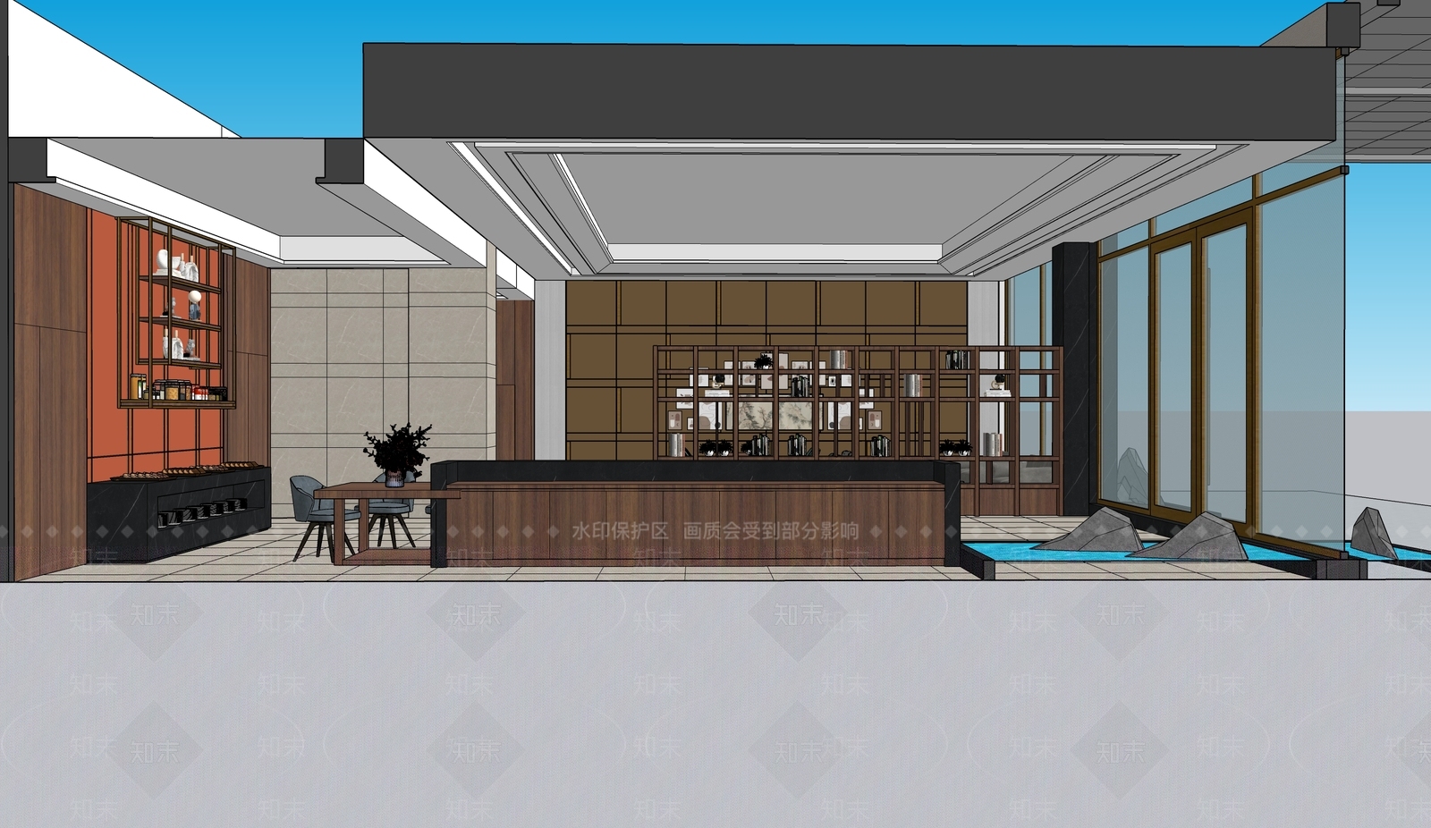 现代酒店大堂SU模型下载【ID:1111345658】